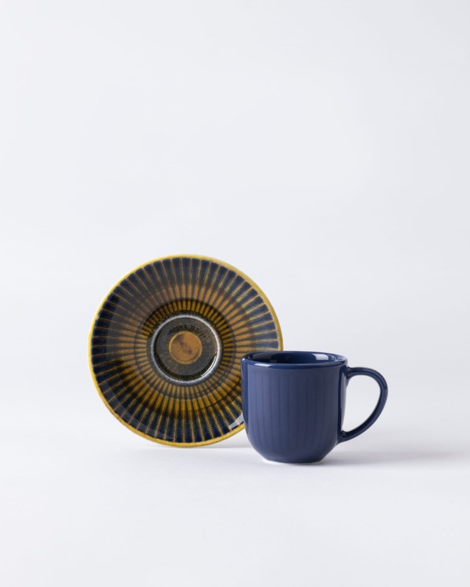 Porcelain Espresso & Coffee Cup Set, 4 - Piece for Two, 90ml, Indigo Terracotta - TryAladdin
