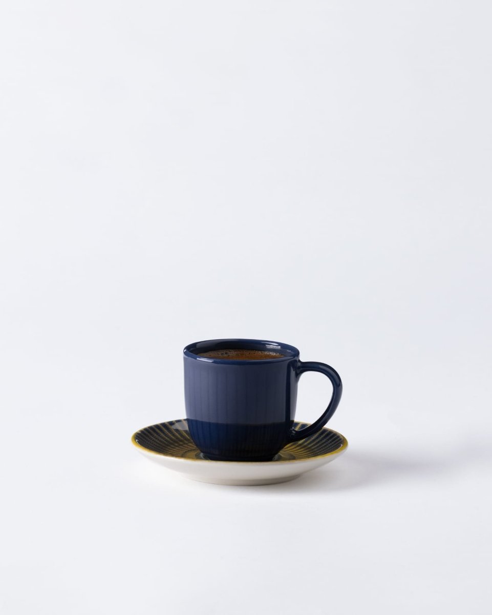 Porcelain Espresso & Coffee Cup Set, 4 - Piece for Two, 90ml, Indigo Terracotta - TryAladdin