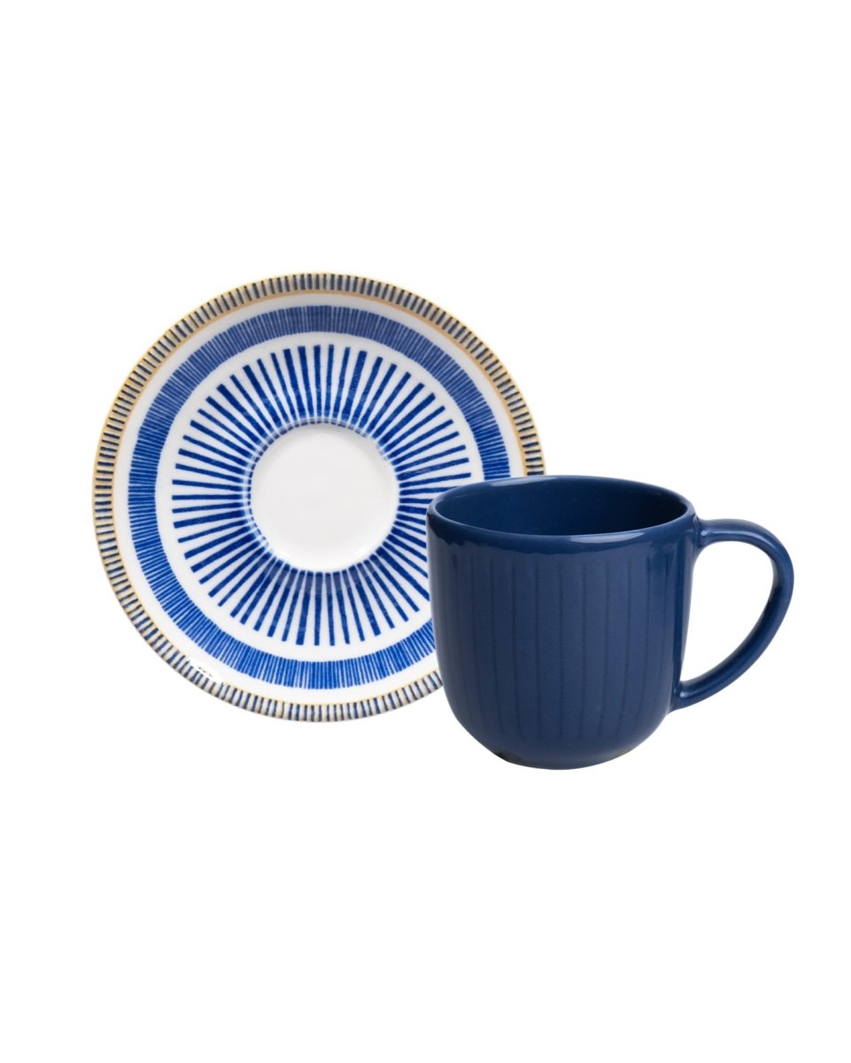 Porcelain Espresso & Coffee Cup Set, 4 - Piece for Two, 90ml, Indigo Terracotta - TryAladdin