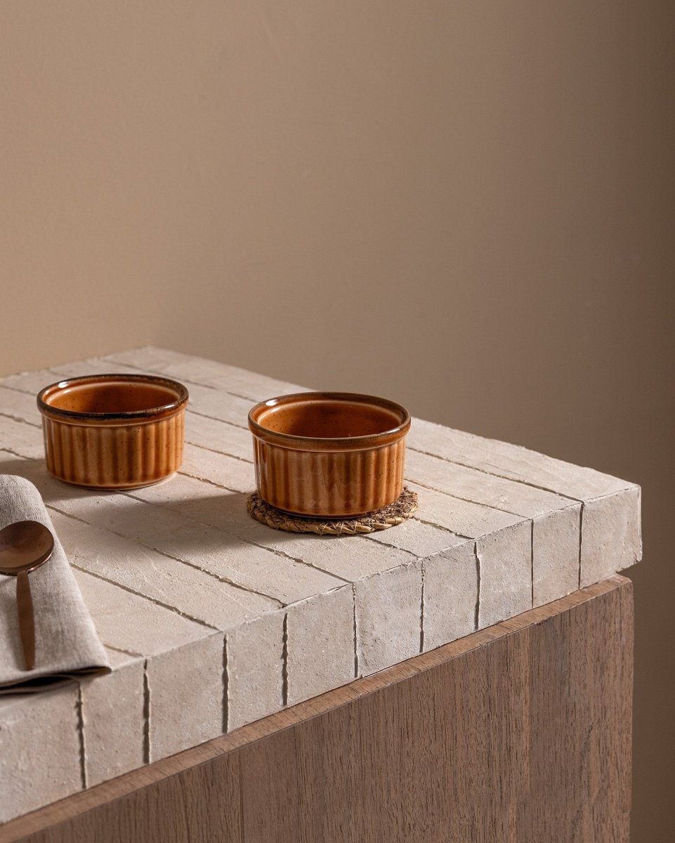 Porcelain Ramekin Baking & Serving Set - 2 - Piece Elegant Design - TryAladdin