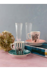 Porland Wild Life Zebra - Elephant Premium Porcelain Coffee Set - 4 Piece - TryAladdin