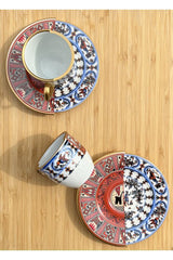 Porselenden Kutahya Nora Series Double Pattern Porcelain Coffee Cup Set - 2 Person - TryAladdin