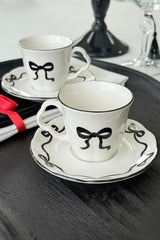 Porselenden Premium Porcelain Turkish Coffee Cup Set - 90ml Capacity - 4 - Piece Set - TryAladdin