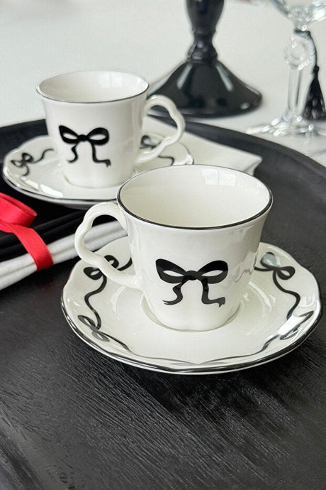 Porselenden Premium Porcelain Turkish Coffee Cup Set - 90ml Capacity - 4 - Piece Set - TryAladdin