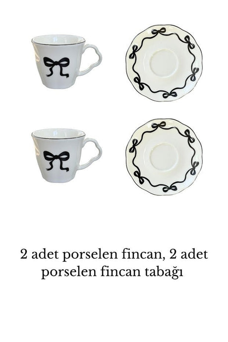 Porselenden Premium Porcelain Turkish Coffee Cup Set - 90ml Capacity - 4 - Piece Set - TryAladdin