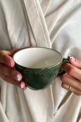 Porselenden Professional Antique Green Floral Porcelain Tea Set - 200ml Capacity, 4 - Piece - TryAladdin