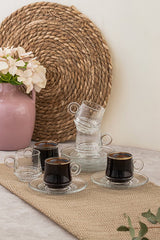 Porsima Premium Glass Turkish Coffee Cup Set - 12 - Piece - 85ml Each - TryAladdin