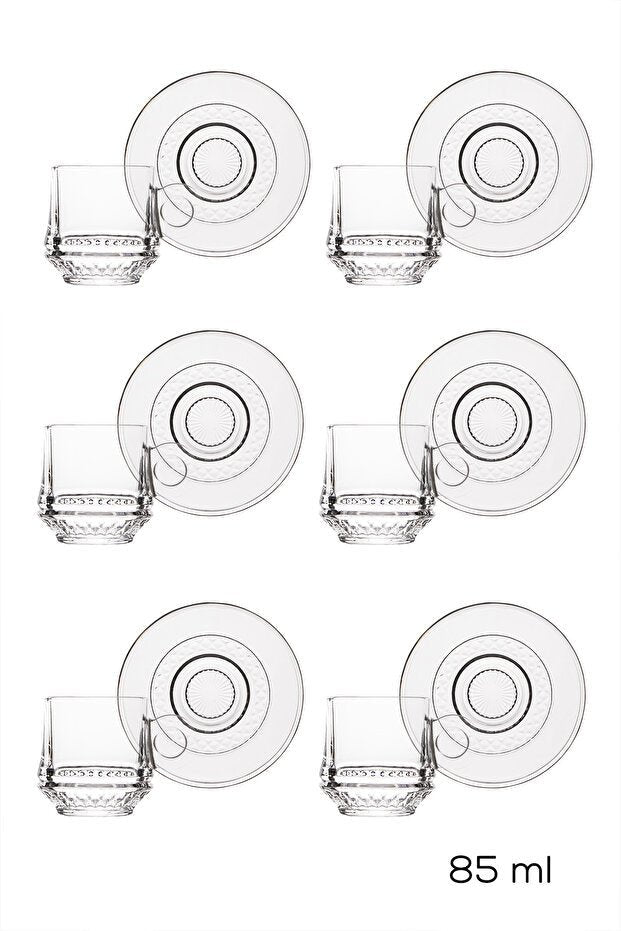 Porsima Premium Glass Turkish Coffee Cup Set - 12 - Piece - 85ml Each - TryAladdin