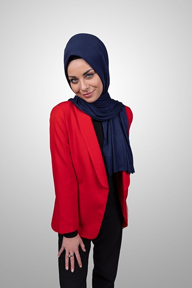 Practical Jersey Hijab Shawl - Navy Blue - TryAladdin