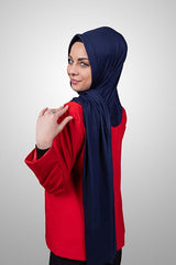 Practical Jersey Hijab Shawl - Navy Blue - TryAladdin