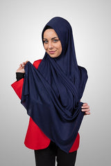 Practical Jersey Hijab Shawl - Navy Blue - TryAladdin