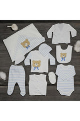 Premium 10 - Piece 100% Cotton Newborn Layette Set - Bear Embroidered Design - TryAladdin