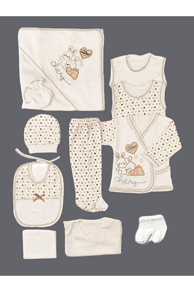 Premium 10 - Piece Rabbit Embroidered Newborn Layette Set - TryAladdin