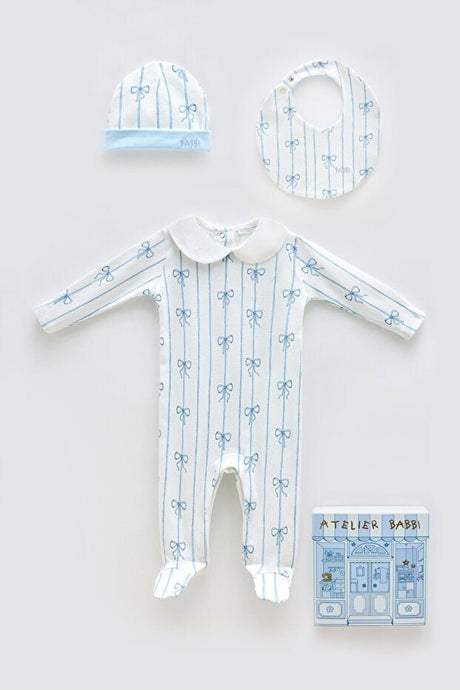 Premium 100% Cotton 3 - Piece Newborn Baby Gift Set - Blue Ribbon - TryAladdin