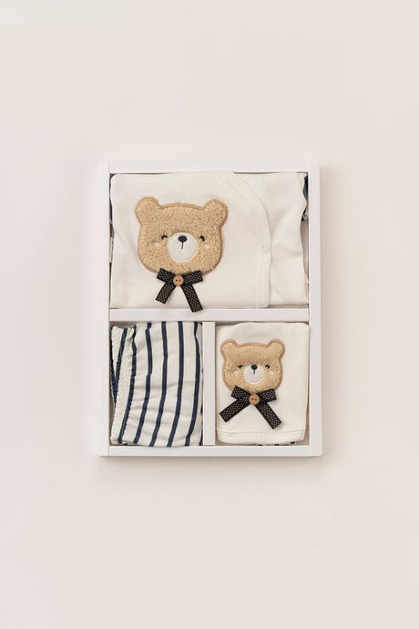 Premium 100% Cotton Bear Embroidered Newborn Essentials Set - 5 - Piece - TryAladdin