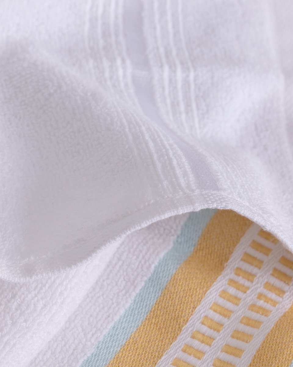 Premium 100% Cotton Face Towel - Ultra Soft & Absorbent - White & Yellow - TryAladdin