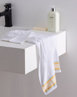 Premium 100% Cotton Face Towel - Ultra Soft & Absorbent - White & Yellow - TryAladdin