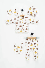 Premium 100% Cotton Hedgehog Print Newborn Layette Set - 5 - Piece - TryAladdin