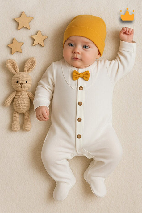 Premium 100% Cotton Newborn Boy 8 - Piece Going Home Set - 0 - 3 Months Mustard - TryAladdin