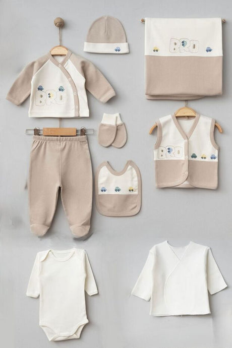 Premium 100% Cotton Newborn Boy Car Theme Bodysuit Set - 10 Piece - TryAladdin