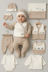 Premium 100% Cotton Newborn Boy Car Theme Bodysuit Set - 10 Piece - TryAladdin