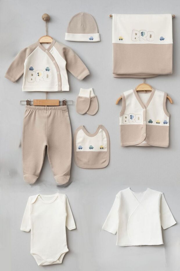Premium 100% Cotton Newborn Boy Car Theme Bodysuit Set - 10 Piece - TryAladdin
