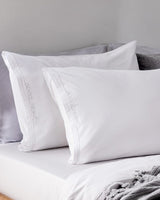 Premium 100% Cotton Pillowcase Set - Soft White & Gray (2 Pack) - TryAladdin