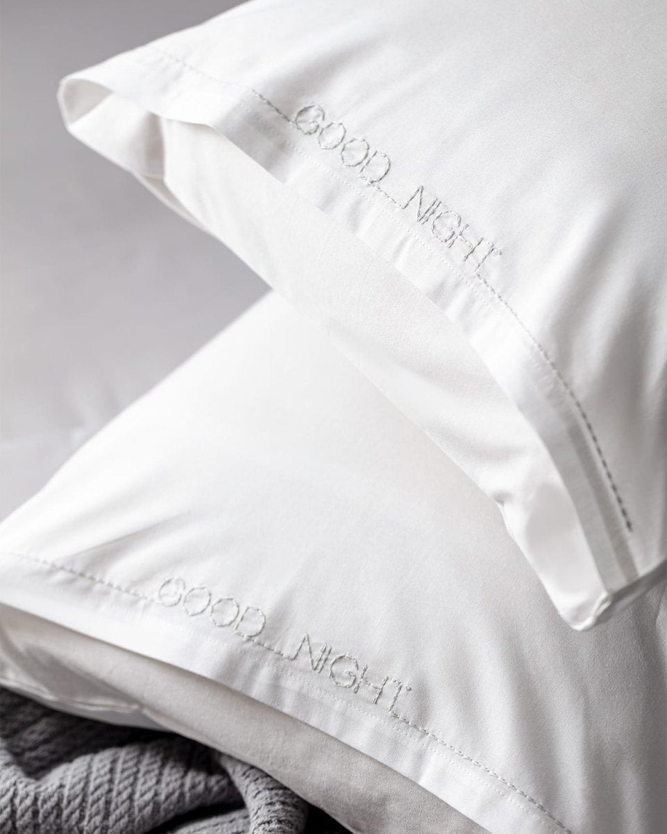 Premium 100% Cotton Pillowcase Set - Soft White & Gray (2 Pack) - TryAladdin