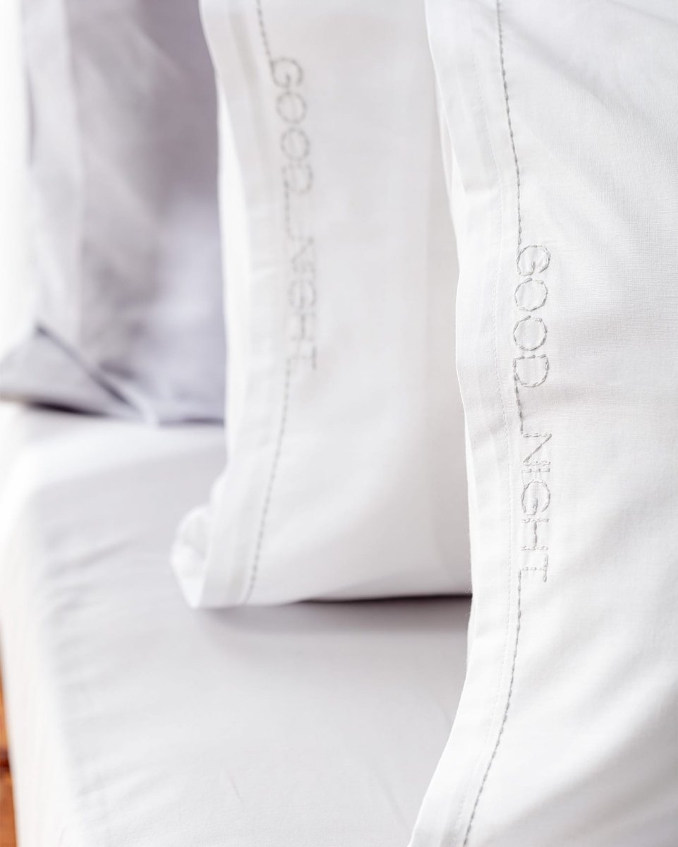 Premium 100% Cotton Pillowcase Set - Soft White & Gray (2 Pack) - TryAladdin