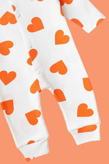 Premium 100% Cotton Ribbed Snap - Button Baby Romper with Heart Print - Newborn to 6 Months - TryAladdin