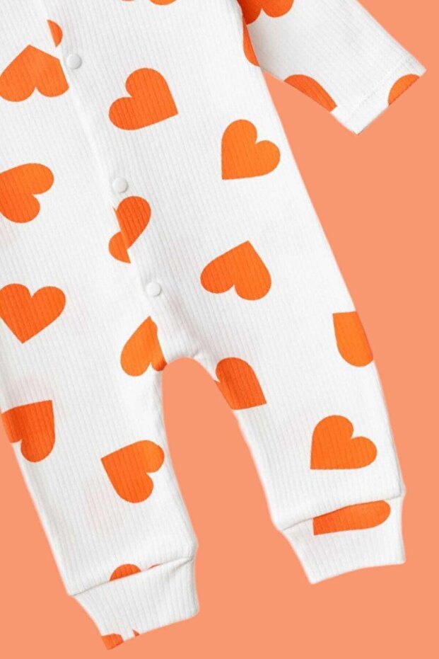 Premium 100% Cotton Ribbed Snap - Button Baby Romper with Heart Print - Newborn to 6 Months - TryAladdin