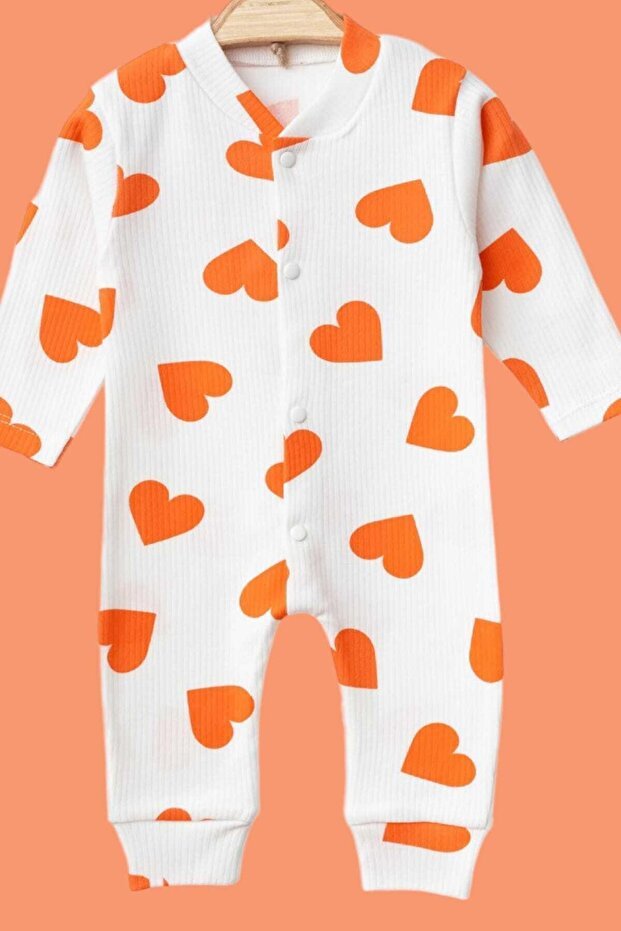 Premium 100% Cotton Ribbed Snap - Button Baby Romper with Heart Print - Newborn to 6 Months - TryAladdin