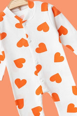 Premium 100% Cotton Ribbed Snap - Button Baby Romper with Heart Print - Newborn to 6 Months - TryAladdin