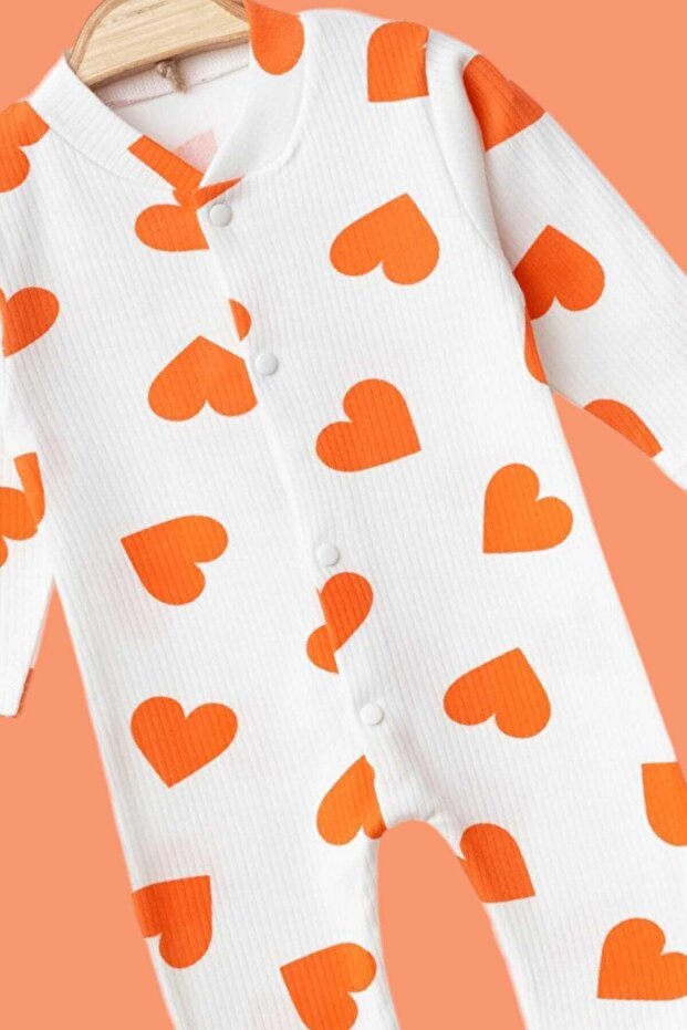 Premium 100% Cotton Ribbed Snap - Button Baby Romper with Heart Print - Newborn to 6 Months - TryAladdin