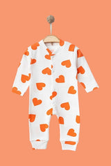 Premium 100% Cotton Ribbed Snap - Button Baby Romper with Heart Print - Newborn to 6 Months - TryAladdin