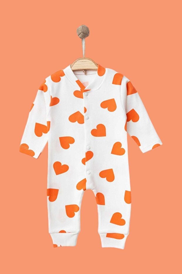Premium 100% Cotton Ribbed Snap - Button Baby Romper with Heart Print - Newborn to 6 Months - TryAladdin