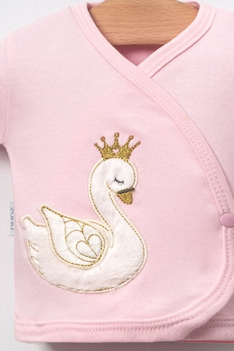 Premium 100% Cotton Swan Embroidered Newborn Baby Set - 5 - Piece Set - TryAladdin