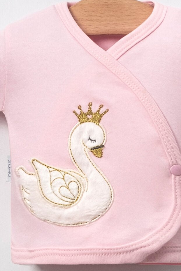 Premium 100% Cotton Swan Embroidered Newborn Baby Set - 5 - Piece Set - TryAladdin