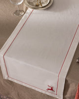 Premium 100% Cotton Table Runner - Ecru & Red Design for Dining - TryAladdin