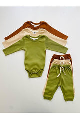 Premium 3 - Pack 100% Cotton Long Sleeve Baby Bodysuit & Pant Set - TryAladdin