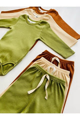 Premium 3 - Pack 100% Cotton Long Sleeve Baby Bodysuit & Pant Set - TryAladdin