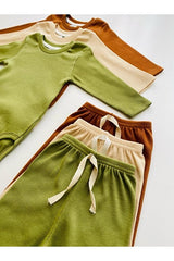 Premium 3 - Pack 100% Cotton Long Sleeve Baby Bodysuit & Pant Set - TryAladdin