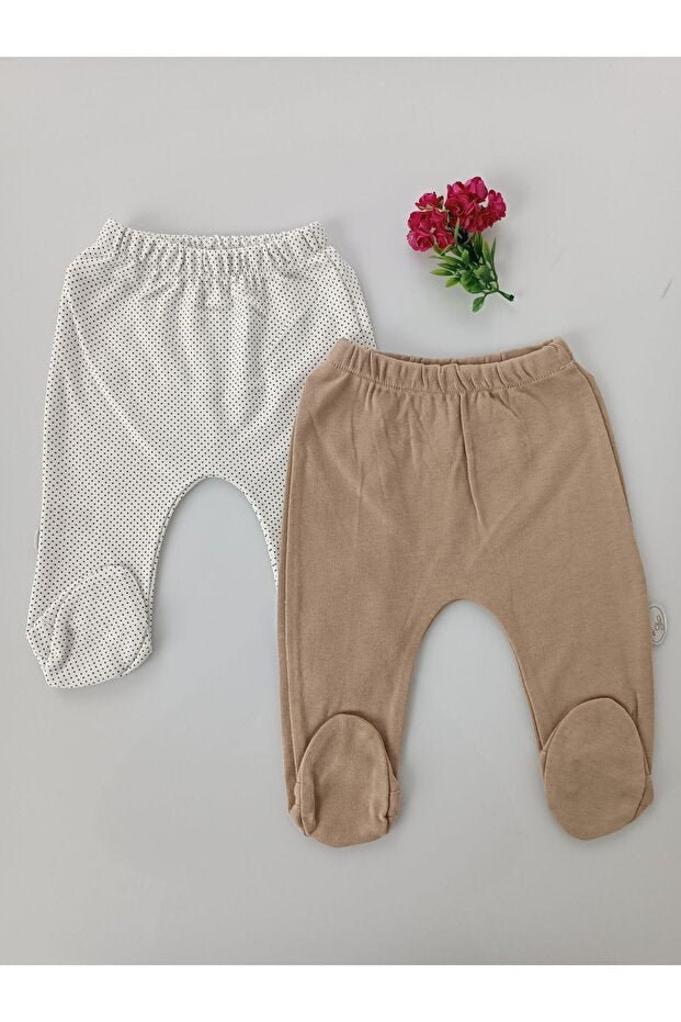 Premium 4 - Pack 100% Cotton Footed Baby Pants - Newborn 0 - 6 Months Assorted - TryAladdin