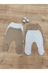 Premium 4 - Pack 100% Cotton Footed Baby Pants - Newborn 0 - 6 Months Assorted - TryAladdin