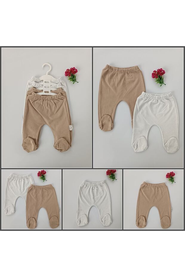 Premium 4 - Pack 100% Cotton Footed Baby Pants - Newborn 0 - 6 Months Assorted - TryAladdin