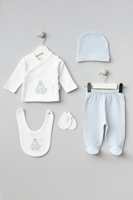 Premium 5 - Piece Newborn Hospital Outfit Set - Cloud Car Design - TryAladdin