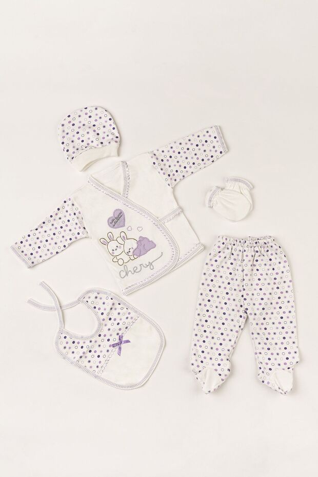Premium 5 - Piece Purple Rabbit Newborn Baby Clothes Set - TryAladdin