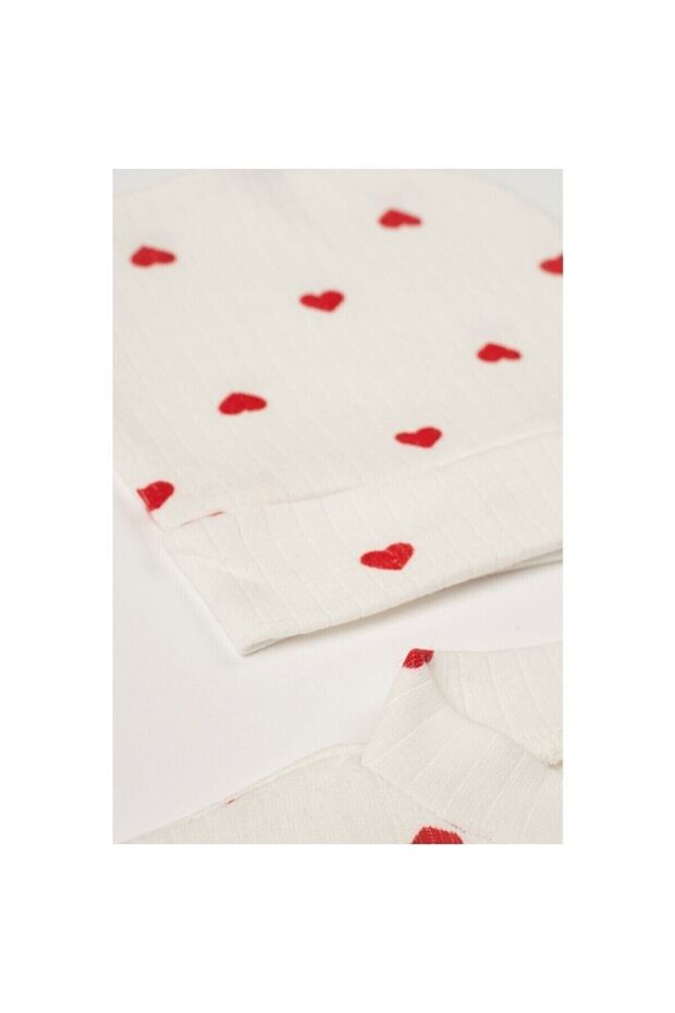 Premium 5 - Piece Ribbed Heart Print Infant Set - TryAladdin