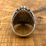 Premium 925 Sterling Silver Men's Ring | Sultanite Gemstone & Chain Detail | Handmade Turkish Craftsmanship - TryAladdin