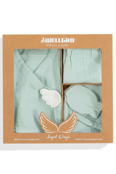 Premium Angel Wings Muslin Newborn Essential Set - 5 - Piece - TryAladdin